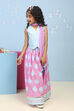Blue Cotton Printed Straight Lehenga Set
