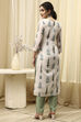 White Blue Cotton Blend Machine Embroidered Unstitched Suit Set image number 6