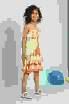 Cream-Colored Floral Gathered Flared Dress image number 4