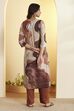 Brown Abstract Printed Straight Rayon Slub Kurta Set image number 5
