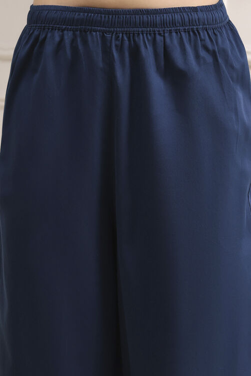 Blue Chanderi Gathered Dyed Suit Set image number 2