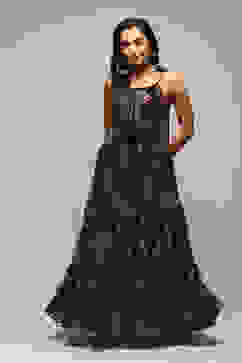 Black Polyester Tiered Dress image number 5