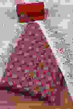 Red Cotton Printed Embroidered Unstitched Suit Set image number 0