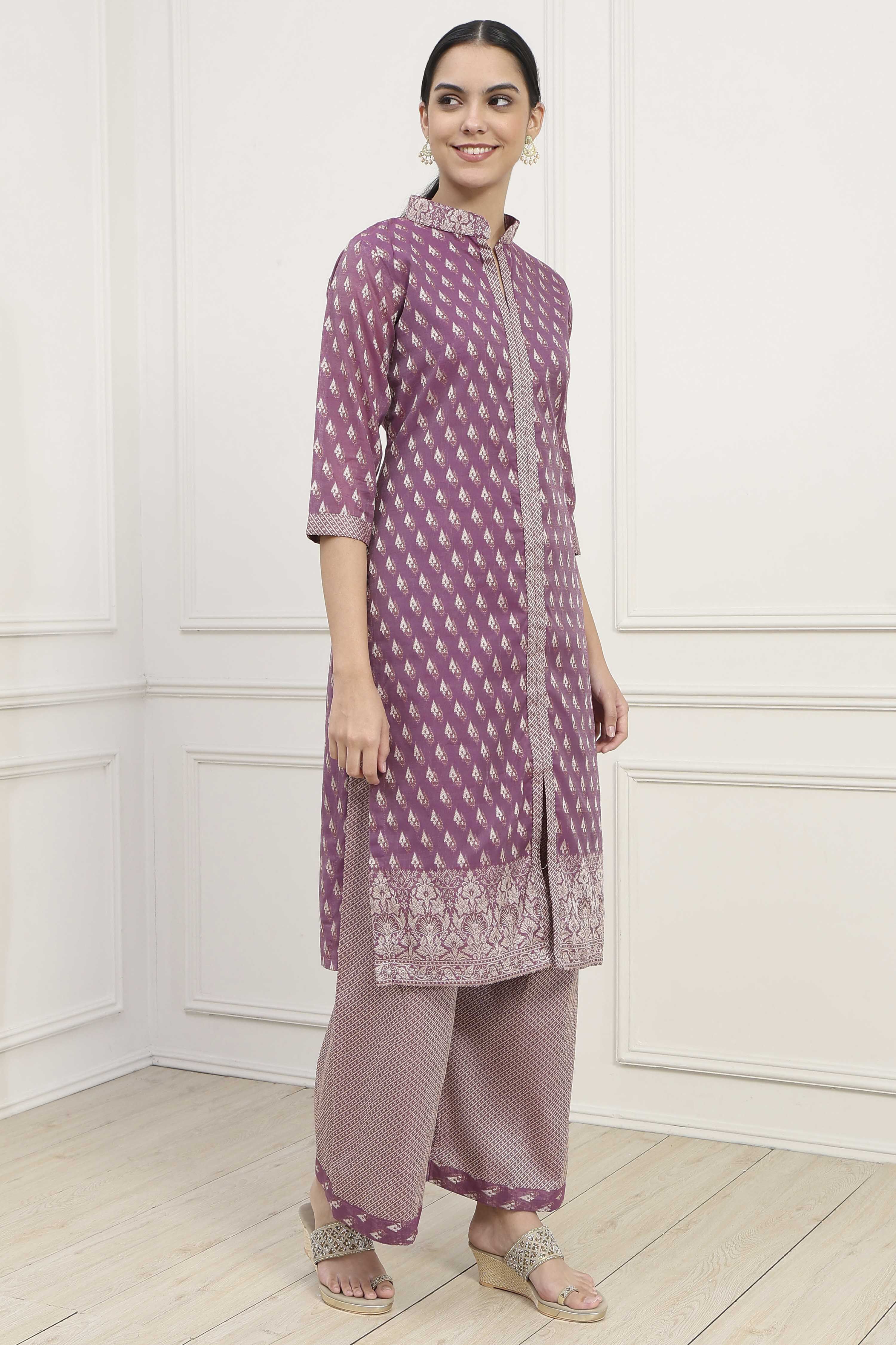 Mustard Chanderi Blend Brocade Unstitched Suit Set image number 6