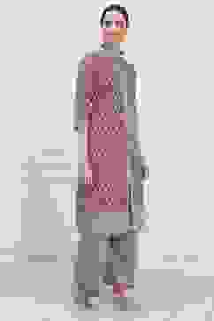 Purple Chanderi Blend Brocade Unstitched Suit Set image number 6