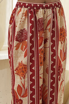 Rust Cotton Yarn-Dyed Kalidar Suit Set image number 2