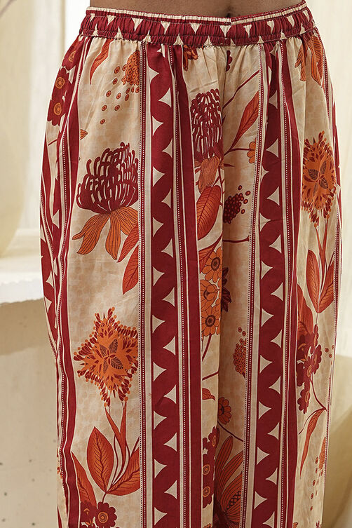 Rust Cotton Yarn-Dyed Kalidar Suit Set image number 2
