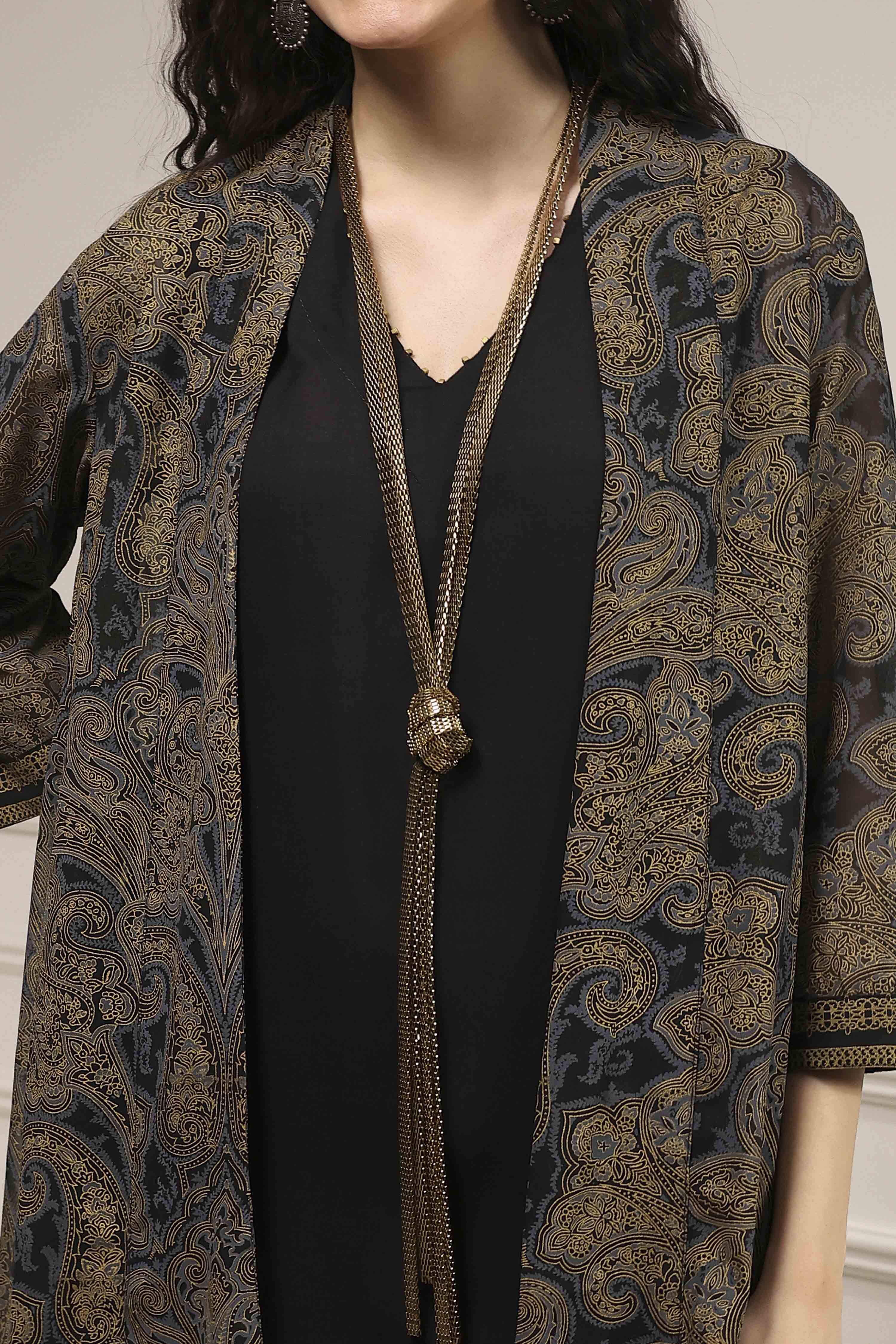 Black Viscose Rayon Straight Dyed Fusion Set image number 1