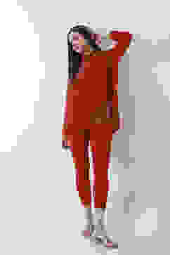 Red Cotton Lycra Leggings image number 0