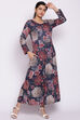 Blue Floral Winter Printed Dress image number 4