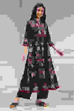 Brown Cotton Printed Anarkali Suit Set image number 5