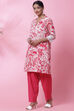 White And Blue Cotton A-Line Kurta Salwar Pant Suit Set image number 5