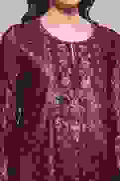 Rust Polyester Printed Kurta Pants Set image number 1