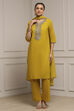 Blue Cotton Solid Straight Suit Set image number 6