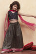 Black Polyester Lehenga Set image number 0