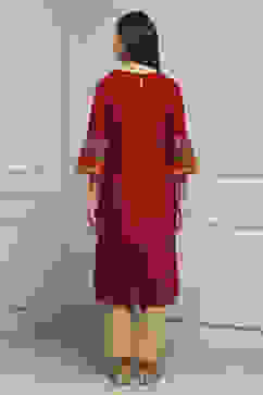 Red Cotton Straight Kurta image number 3