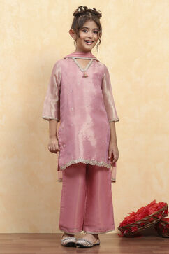 Pink Tissue Dyed A-Line Suit Set image number 6