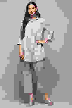 Powder Blue Cotton Straight Palazzo image number 0