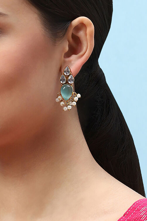 Green Brass Earrings image number 1