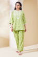 Green Cotton Straight Suit Set image number 0