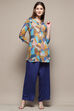 Blue Rayon Straight Printed Kurta image number 0