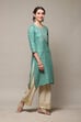 Navy Blue Rayon Straight Kurta Pants Set image number 5