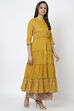 Rust Cotton Flared Printed Kurta image number 4
