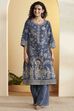 Navy Cotton Straight Kurta