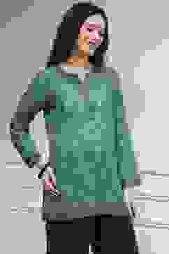 Turquoise Printed Straight Short Kurta image number 4