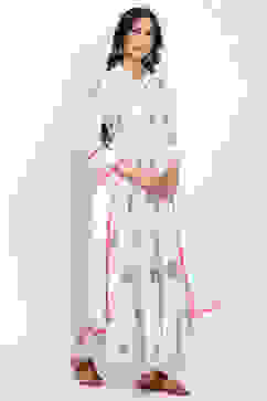 Ivory And Gold Cotton Anarkali Kurta Churidar Suit Set image number 4