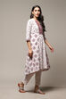 Marine Blue Cotton Blend A-Line Printed Kurta image number 3