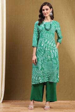 Sea Green Printed Straight Kurta Set image number 6