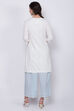 Off White Cotton Straight Kurta Palazzo Suit Set image number 4