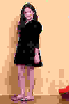 Navy Polyester Blend Flared Dress image number 2