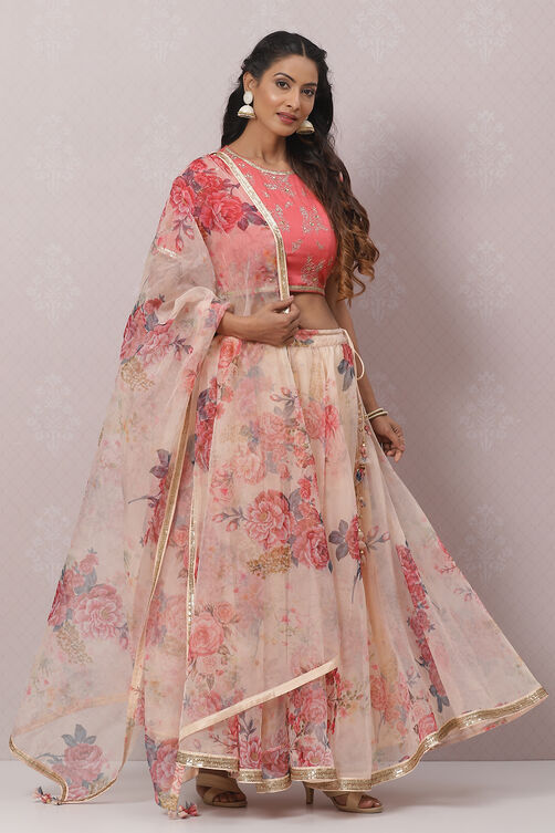 Mango Yellow Poly Cotton Lehenga Set image number 6