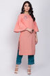 Blue Cotton Straight Kurta image number 2