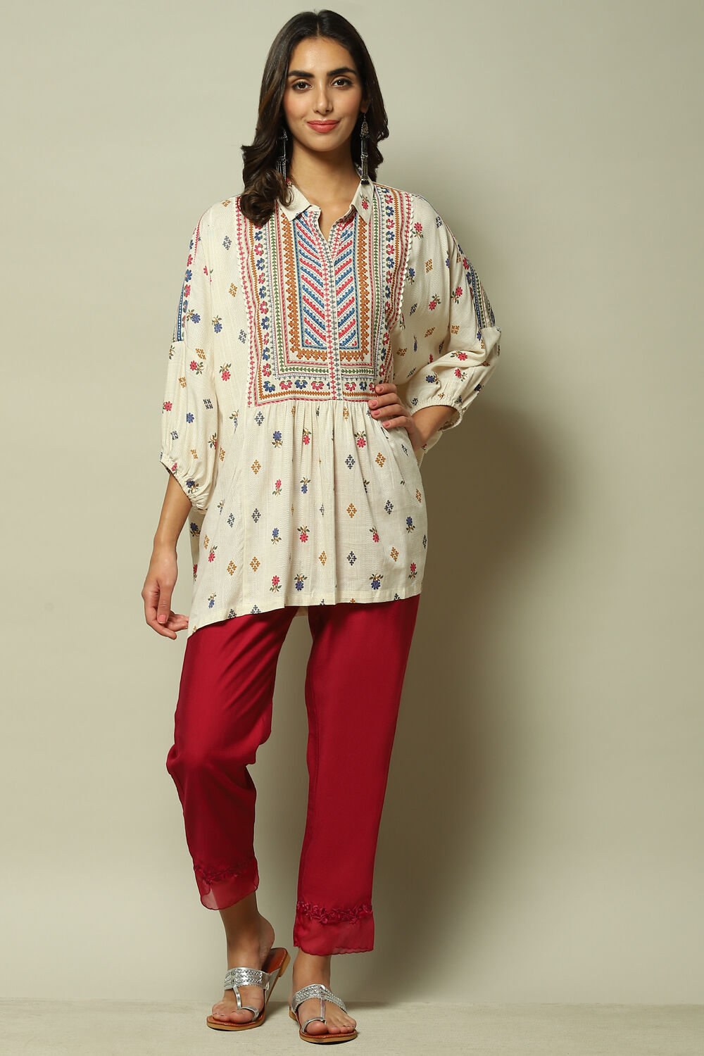 Black Cotton Blend Yarndyed Pants image number 0