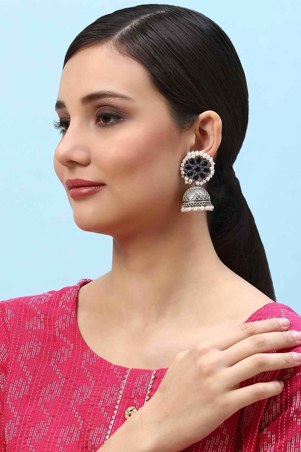 Blue Brass Earrings image number 3