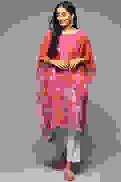 Coral Cotton Blend Straight Printed Kurta image number 3