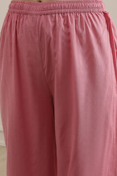 Light Pink Cotton Straight Printed Suit Set image number 2