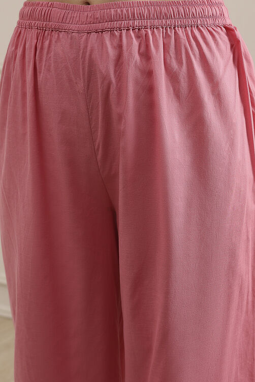 Light Pink Cotton Straight Printed Suit Set image number 2