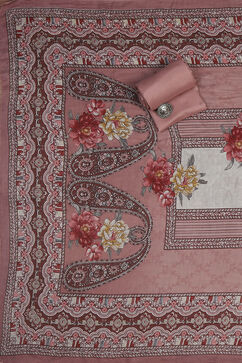 Wine Muslin Unstitched Suit Set image number 2