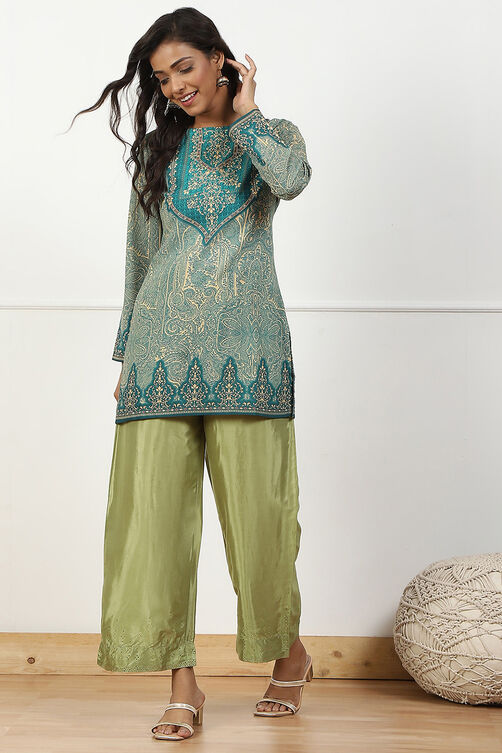 Mint Green Shantoon Straight Palazzo image number 0