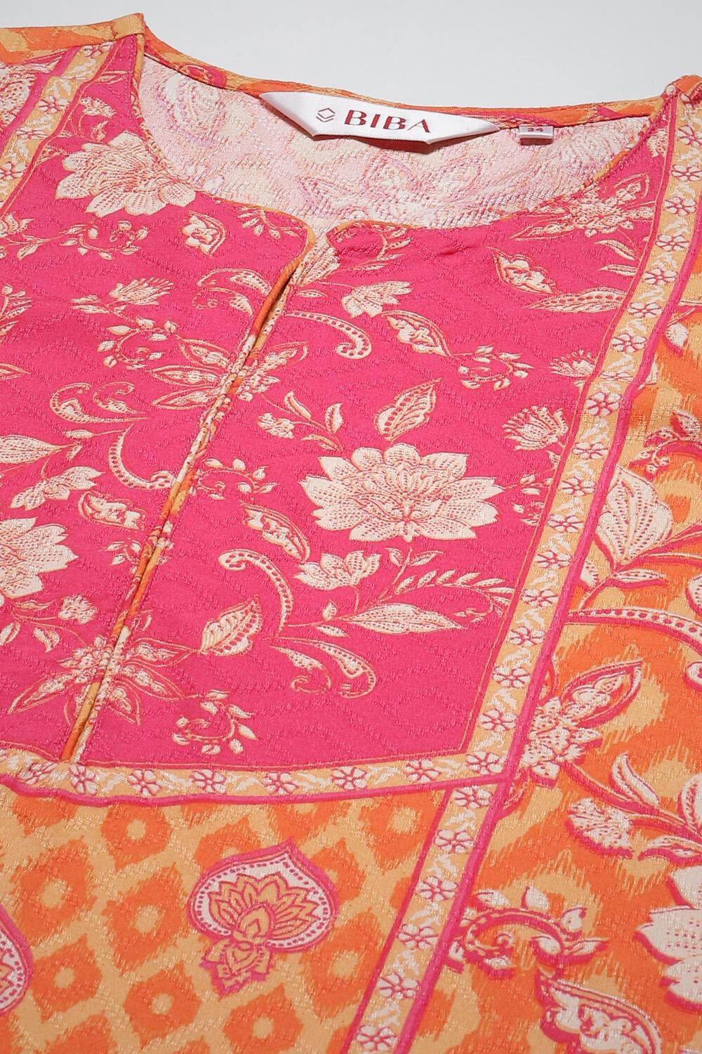 Orange LIVA Straight Printed Kurta image number 1