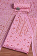 Pink Cotton Screen Print Unstitched Suit Set image number 0