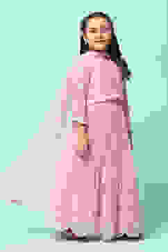 Pink Poly Viscose Embroidered Suit Set image number 6