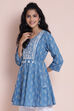 Indigo Cotton Printed Kurti image number 0