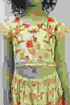 Lime Green Cotton Printed Lehenga Set image number 1