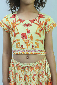 Lime Green Cotton Lehenga Set image number 1