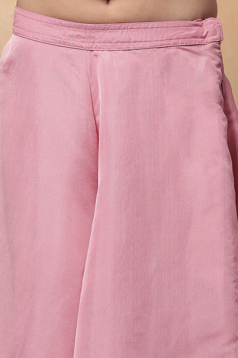 Peach Viscose Rayon Printed Front Open Sharara Suit Set image number 2
